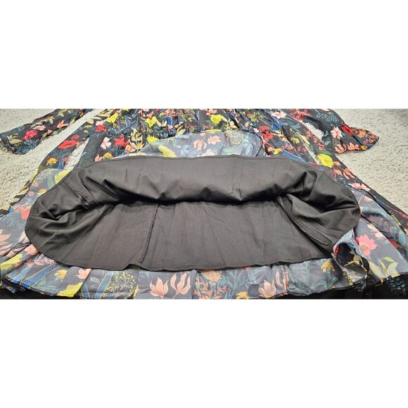 Gracia Womens Tiered Dress Floral Sheer Black Bloomcore Fairy Whimsy Small - Picture 13 of 16